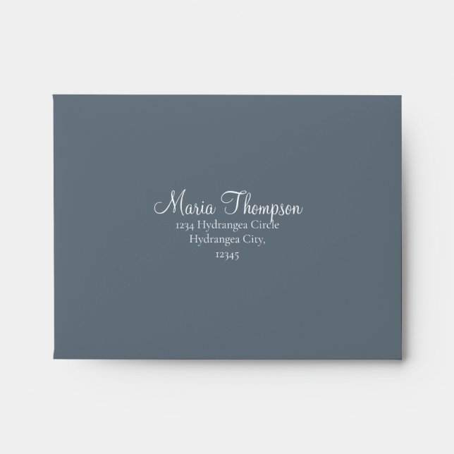 Dusty Blue Simple Elegant Pre Addressed RSVP Envelope (Front)