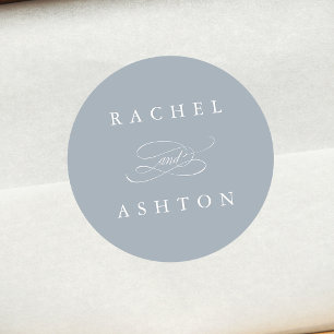 Dusty Blue Simple Elegant Wedding  Classic Round Sticker