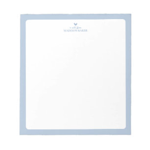 Dusty Blue Simple Heart Personalised Notepad