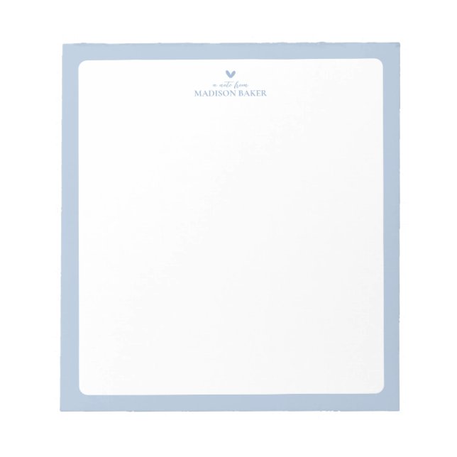 Dusty Blue | Simple Heart Personalised Notepad (Front)