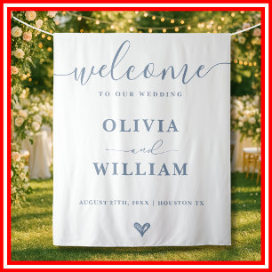 Dusty Blue   Simple Minimalist Wedding Welcome Tapestry