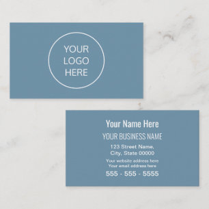 Dusty Blue Simple Modern Add Your Logo Business Card