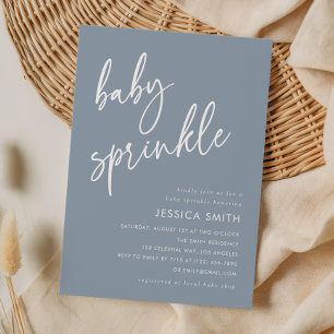 Dusty Blue Simple Modern Baby Sprinkle Invitation