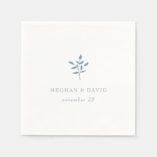 Dusty Blue Simple Modern Botanical Wedding Napkin