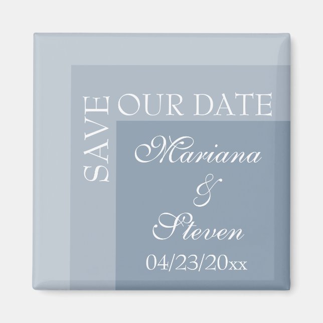 Dusty Blue Simple Modern Chic Script Wedding Magne Magnet (Front)