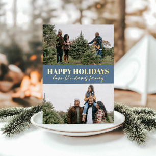 Dusty Blue Simple Modern "Happy Holidays" Wording