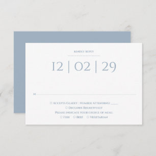 Dusty Blue Simple Special Date Wedding RSVP Card