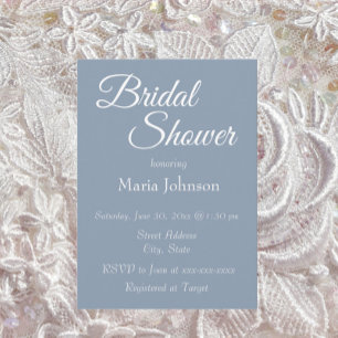 Dusty Blue Simple Style Bridal Shower Invitation