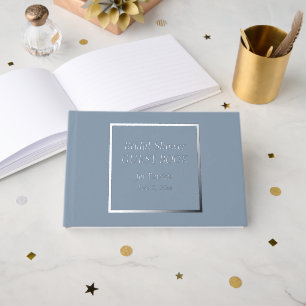 Dusty Blue Simple Stylised Lettering Bridal Shower Guest Book