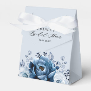 Dusty Blue Slate Navy Botanical Bridal Shower Favour Box