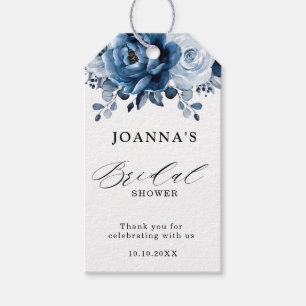 Dusty Blue Slate Navy Botanical  Bridal Shower     Gift Tags