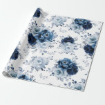 Dusty Blue Slate Navy Floral Botanical Wedding Wra Wrapping Paper<br><div class="desc">Elegant Dusty blue / Navy theme wedding wrapping paper featuring elegant bouquet of Dusty blue,  Navy,  slate rose flowers buds and blue eucalyptus leaves. Please contact me for any help in customisation or if you need any other product with this design.</div>