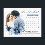 Dusty Blue Slate Navy Floral Wedding Save the Date Postcard<br><div class="desc">Elegant Dusty blue / Navy theme wedding save the date card featuring elegant bouquet of Dusty blue,  Navy,  slate rose flowers buds and blue eucalyptus leaves. Please contact me for any help in customisation or if you need any other product with this design.</div>