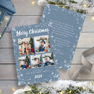 Dusty Blue Snow Flake Holiday Card