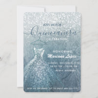 Dusty blue snow winter wonderland Quinceañera