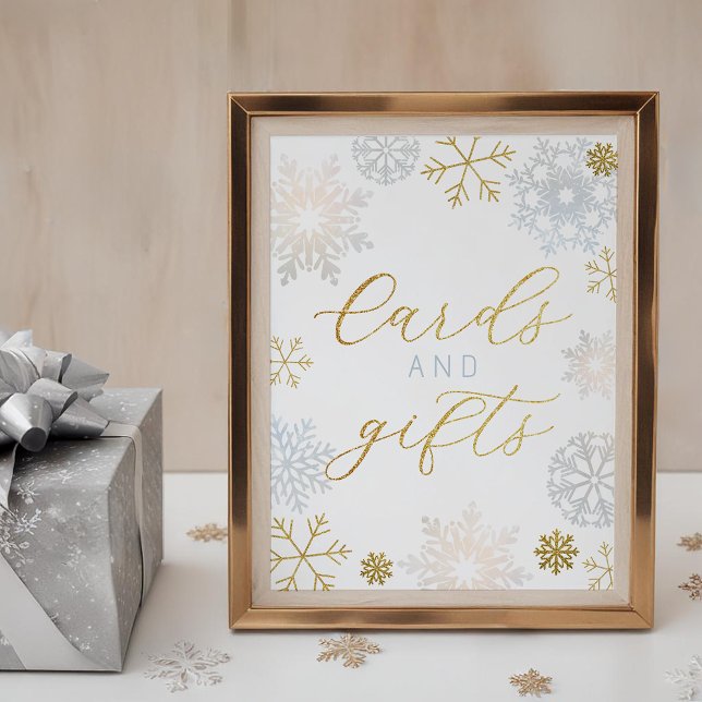 Dusty Blue Snowflake Cards & Gifts Sign (Cards and Gifts Tabletop Sign Sheet)