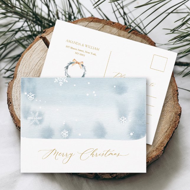 Dusty Blue Snowflake Christmas Postcard (Creator Uploaded)