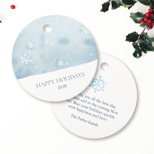 Dusty Blue Snowflake Favour Tags