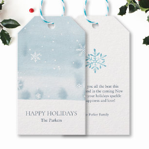 Dusty Blue Snowflake Gift Tag