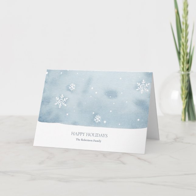 Dusty Blue Snowflake Holiday Card (Front)