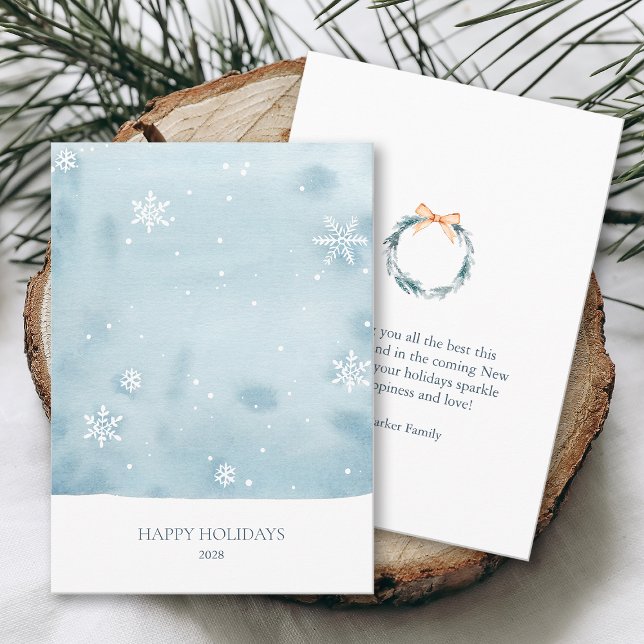 Dusty Blue Snowflake Holiday Card (Creator Uploaded)