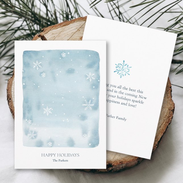 Dusty Blue Snowflake Holiday Card (Creator Uploaded)