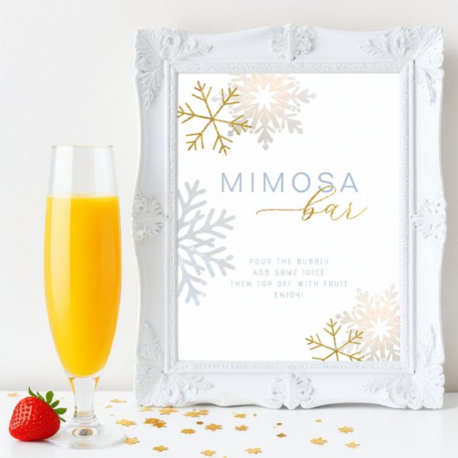 Dusty Blue Snowflake Mimosa Bar Sign (Mimosa Bar Tabletop Sign)