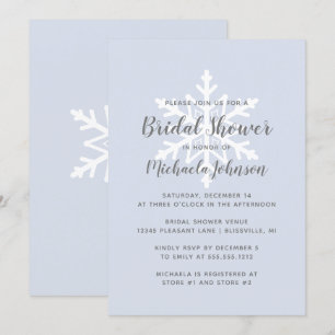 Dusty Blue Snowflake Winter Bridal Shower Invitation