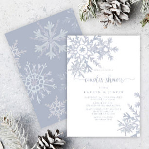 Dusty Blue Snowflake Winter Couples Bridal Shower Invitation