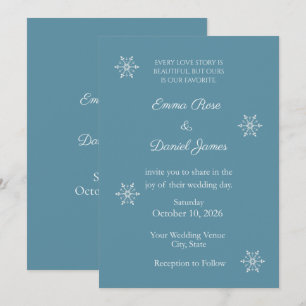 Dusty Blue Snowflake Winter Wedding Invitation
