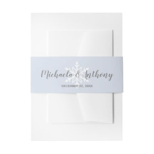 Dusty Blue Snowflake Winter Wedding Invitation Belly Band