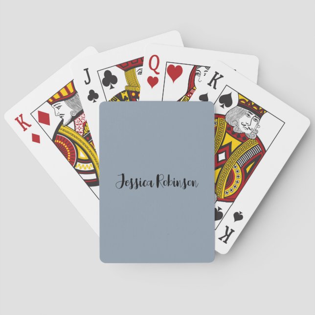 Dusty Blue Solid Colour Playing Cards (Back)