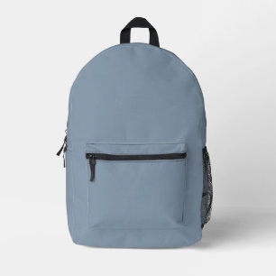 Dusty Blue Solid Colour Printed Backpack