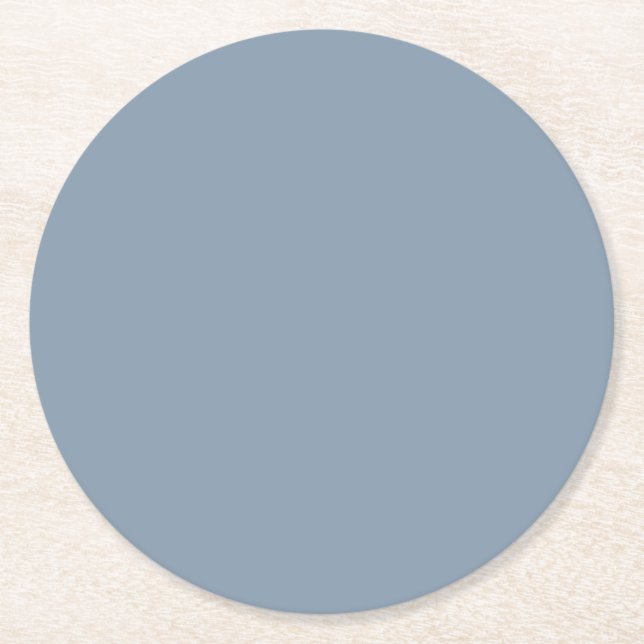 Dusty Blue Solid Colour Round Paper Coaster (Front)
