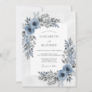 Dusty Blue Sophisticated Winter Wedding Invitation