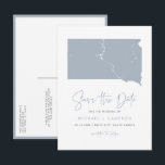 Dusty Blue South Dakota Map QR Code Save the Date Announcement Postcard<br><div class="desc">Announce your South Dakota wedding in a stylish and modern way with this QR Code Save the Date Postcard, featuring a sleek silhouette of the South Dakota state map. Perfect for couples celebrating a wedding in the scenic Black Hills, the vibrant city of Sioux Falls, or the charming small towns...</div>