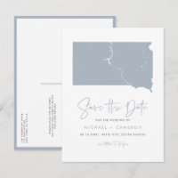 Dusty Blue South Dakota Map QR Code Save the Date