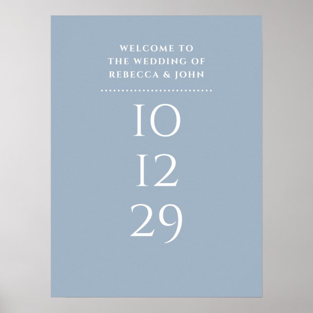 Dusty Blue Special Date Wedding Welcome Sign (Front)