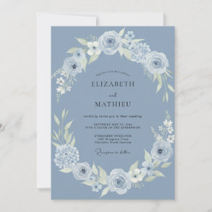 Dusty Blue Splendid Winter Wedding Invitation