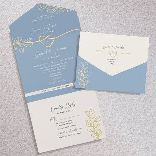 Dusty Blue Spring Wedding All In One Invitation