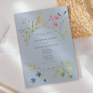Dusty Blue Spring Wedding Invitation