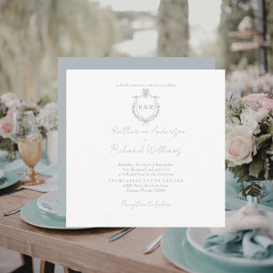 Dusty Blue Square Elegant Wedding
