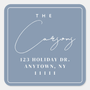 Dusty Blue Square Modern Return Address Label