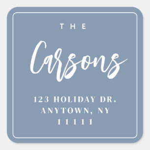 Dusty Blue Square Modern Return Address Label