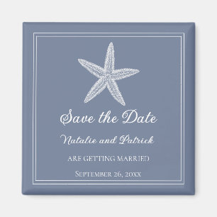 Dusty Blue Starfish Save the Date Magnet