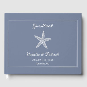 Dusty Blue Starfish Wedding Guest Book