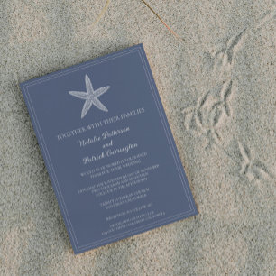 Dusty Blue Starfish Wedding Invitation