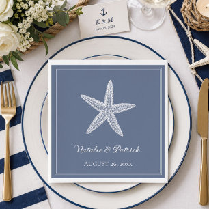 Dusty Blue Starfish Wedding Napkin