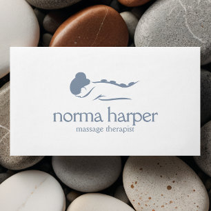 Dusty Blue Stone Massage Therapy Wellness Day Spa Business Card