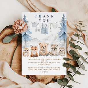Dusty Blue Storybook Forest Baby Shower Thank You Card